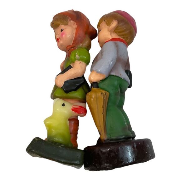 Vintage Candle Boy And Girl  Holding A Book  with One Rabbit. 7”. - Picture 4 of 14